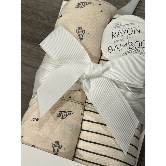 Milkberry Baby Swaddling Blankets Newborn Rayon Bamboo Outer Space Ship New - Picture 3 of 5